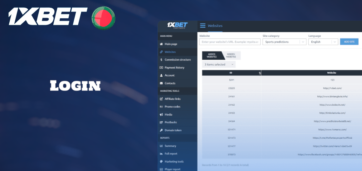 Login to 1xBet affiliate account